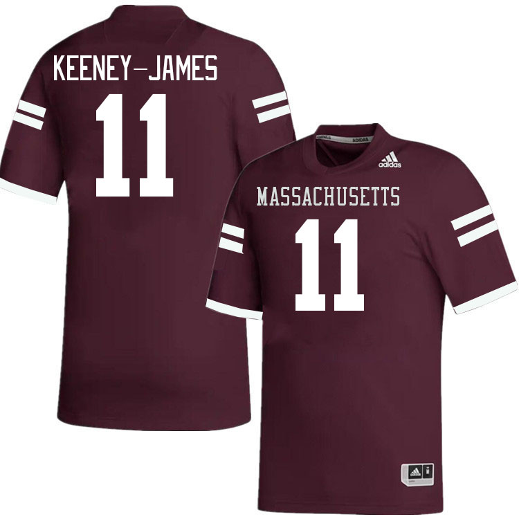 Massachusetts Minutemen #11 Jakobie Keeney-James College Football Jerseys Stitched-Maroon